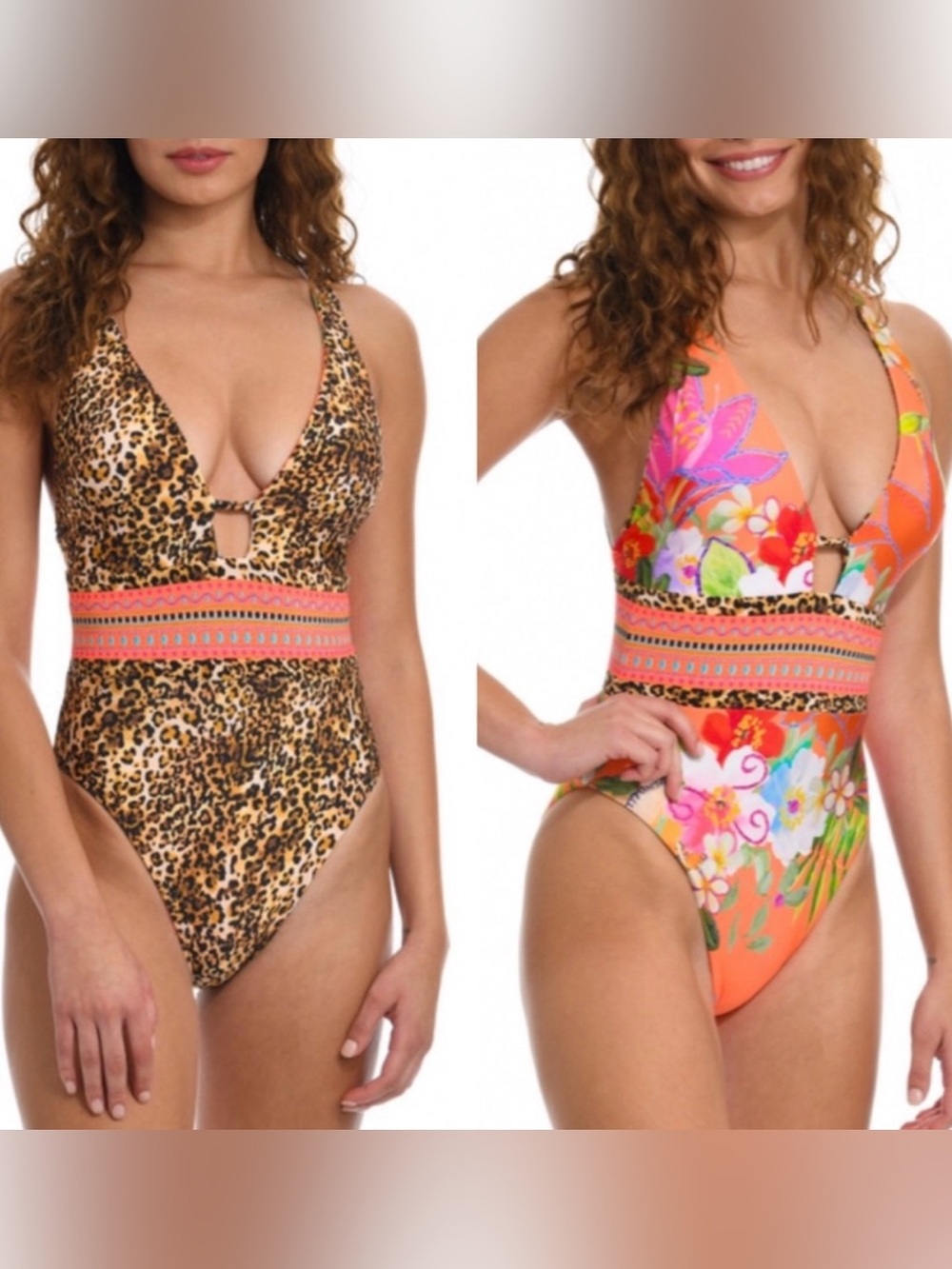 NWT Sunshine 79 Trance Tropical Leopard Reversible Plunge One Piece Swimsuit 8